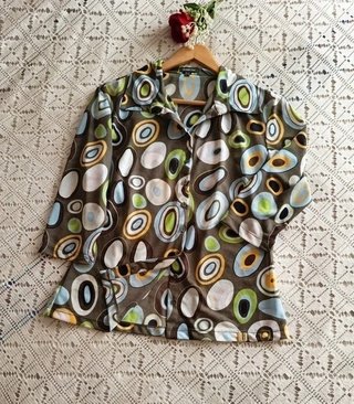 Camisa Gasa Estampada Verde Talla LXL