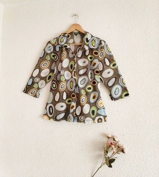 Camisa Gasa Estampada Verde Talla LXL