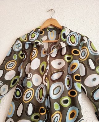 Camisa Gasa Estampada Verde Talla LXL