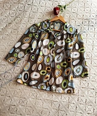 Camisa Gasa Estampada Verde Talla LXL