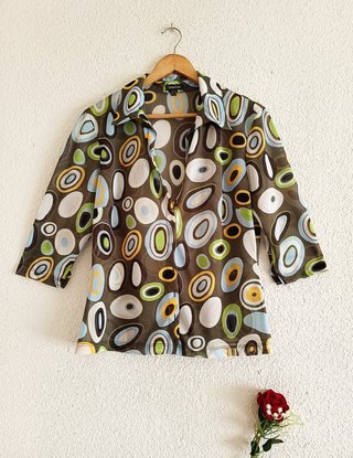 Camisa Gasa Estampada Verde Talla LXL