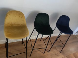 Seis Taburetes Altos Metálicos Terciopelo