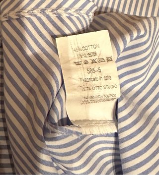 Camisa italiana rayas azul y blanca bordada