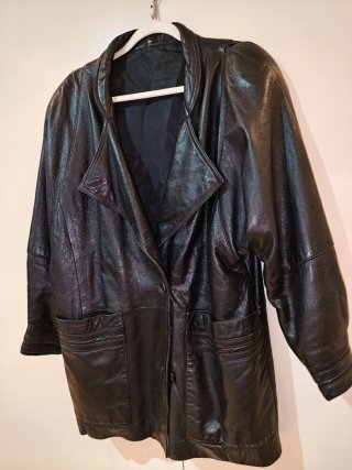 Abrigo chaqueta larga cuero mujer