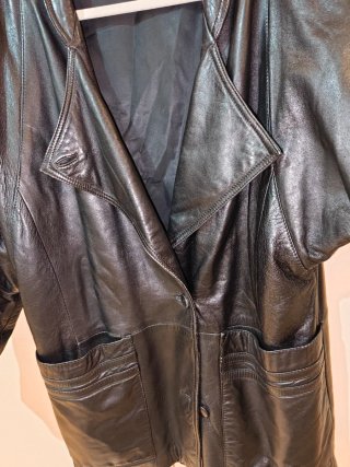 Abrigo chaqueta larga cuero mujer