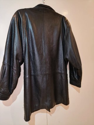 Abrigo chaqueta larga cuero mujer