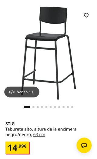 Taburete alto negro y plateado