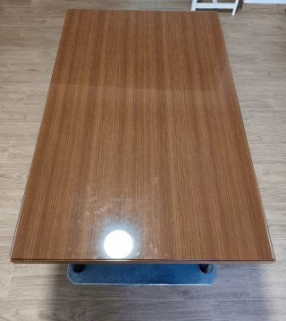Mesa camilla cristal y tarima madera