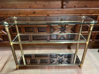 Mesa auxiliar bronce y cristal