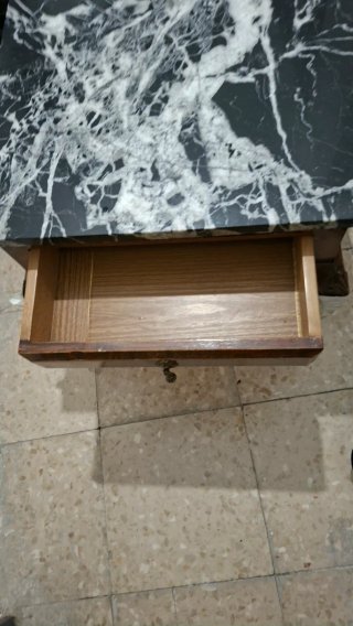 Mesa auxiliar madera y mármol