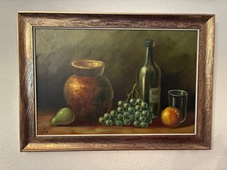 Cuadro Bodegón Frutas y Botella