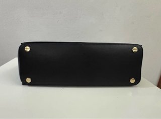 Borbonese borsa in pelle nera con logo dorato