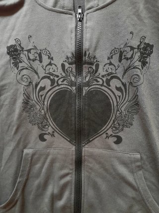 Sudadera gris con capucha y cremallera