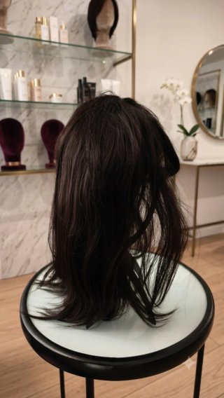 Peluca pelo natural castaño oscuro