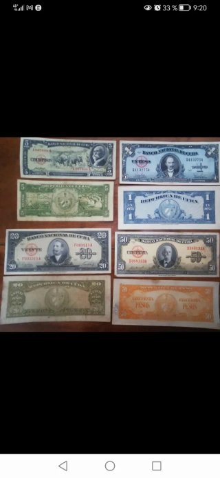 Billetes Cubanos 1949-1960