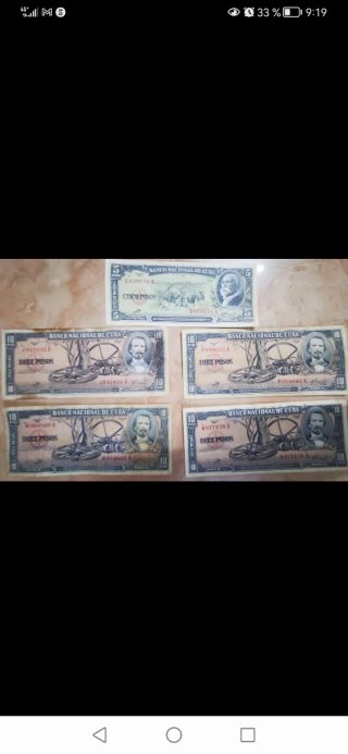 Billetes Cubanos 1949-1960