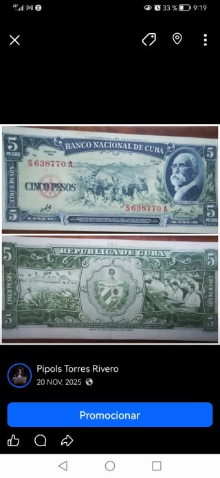 Billetes Cubanos 1949-1960