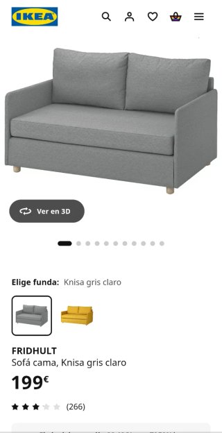 Divano letto grigio in tessuto