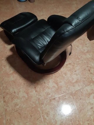 Sillón relax individual de piel y madera
