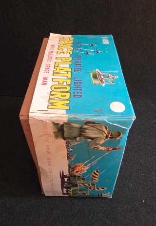 Linemar Space Platform Tin Toy Battery Op. Robot