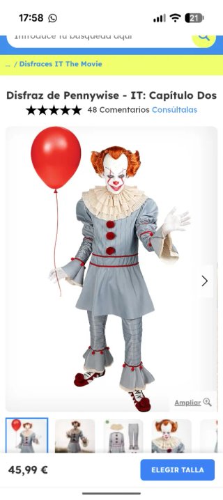 Disfraz Pennywise IT Adulto