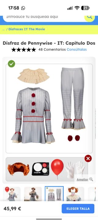 Disfraz Pennywise IT Adulto
