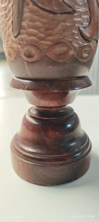 Jarrón Madera Tallada Vintage 44cm