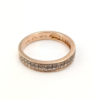 Anillo de oro rosa de 18k diamantes, 3.17 g, T-15.