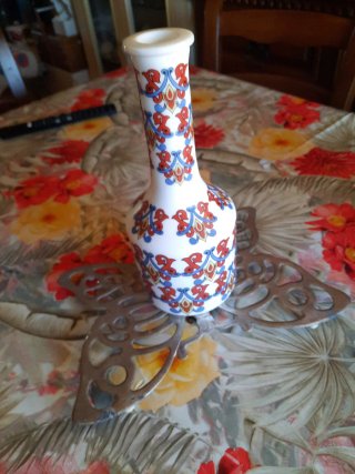 Vaso opalino vintage decorato