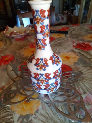 Vaso opalino vintage decorato
