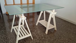 Escritorio Ikea Madera y Cristal