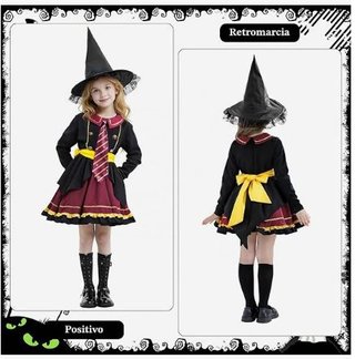 Costume carnevale 4 Pezzi Uniforme strega 140 cm
