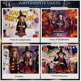 Costume carnevale 4 Pezzi Uniforme strega 140 cm