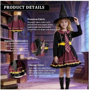Costume carnevale 4 Pezzi Uniforme strega 140 cm