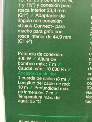 Bomba Agua Limpia PARKSIDE