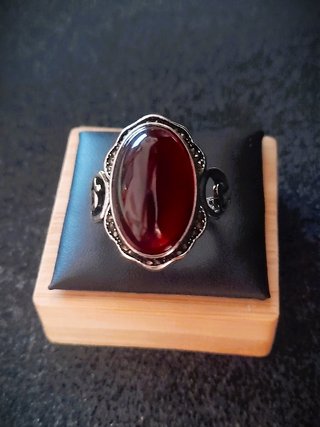 Anillo Plata Piedra Granate Natural Bohemio
