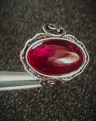 Anillo Plata Piedra Granate Natural Bohemio