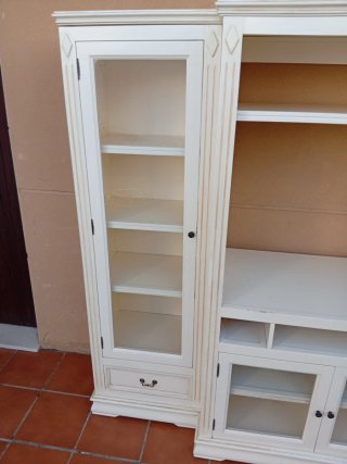 Mueble Salón TV Blanco Madera y Cristal