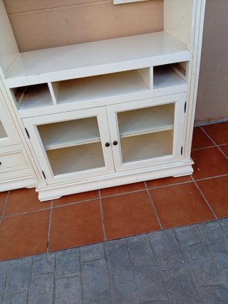 Mueble Salón TV Blanco Madera y Cristal