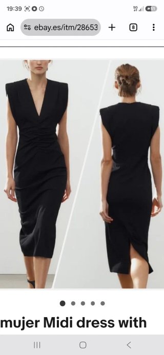 Vestido fiesta Zara hombreras negro
