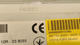 Sistema audio / radio cd TOYOTA AURIS (E18)