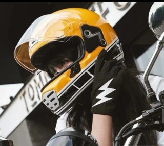 Casco Moto Retro Amarillo Talla L.