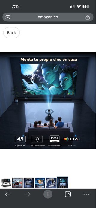 Proyector Ameela 30k Lumens WiFi Bluetooth