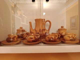 Juego de café de barro artesanal