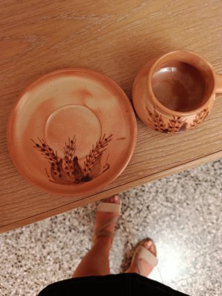 Juego de café de barro artesanal