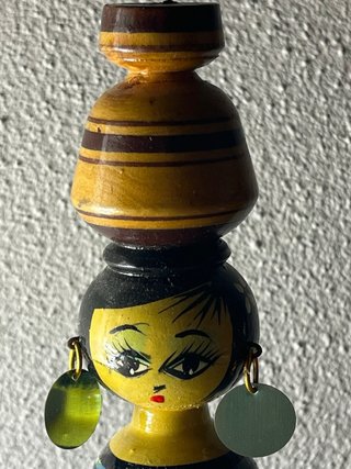 Statuetta Legno Dipinta a Mano Vintage