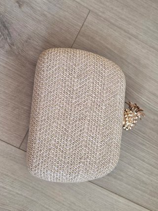 Bolso de mano para eventos y bodas rafia beige.