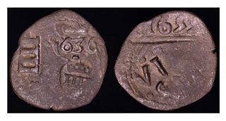Resello Felipe IV sobre 2 Cuartos Felipe II