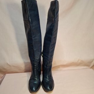 Botas altas de piel azul marino Pakros