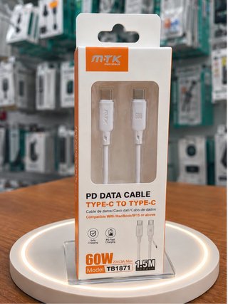 Cable MTK USB-C a USB-C 60W 1.5M